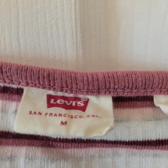 Levi's Pink and White Striped Short Sleeve Top - Picture 3 of 3